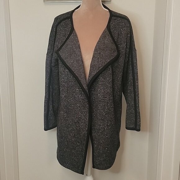 Banana Republic, Size M, Open Cardigan Jacket.  Gray with Black Trim, EUC - Picture 1 of 9